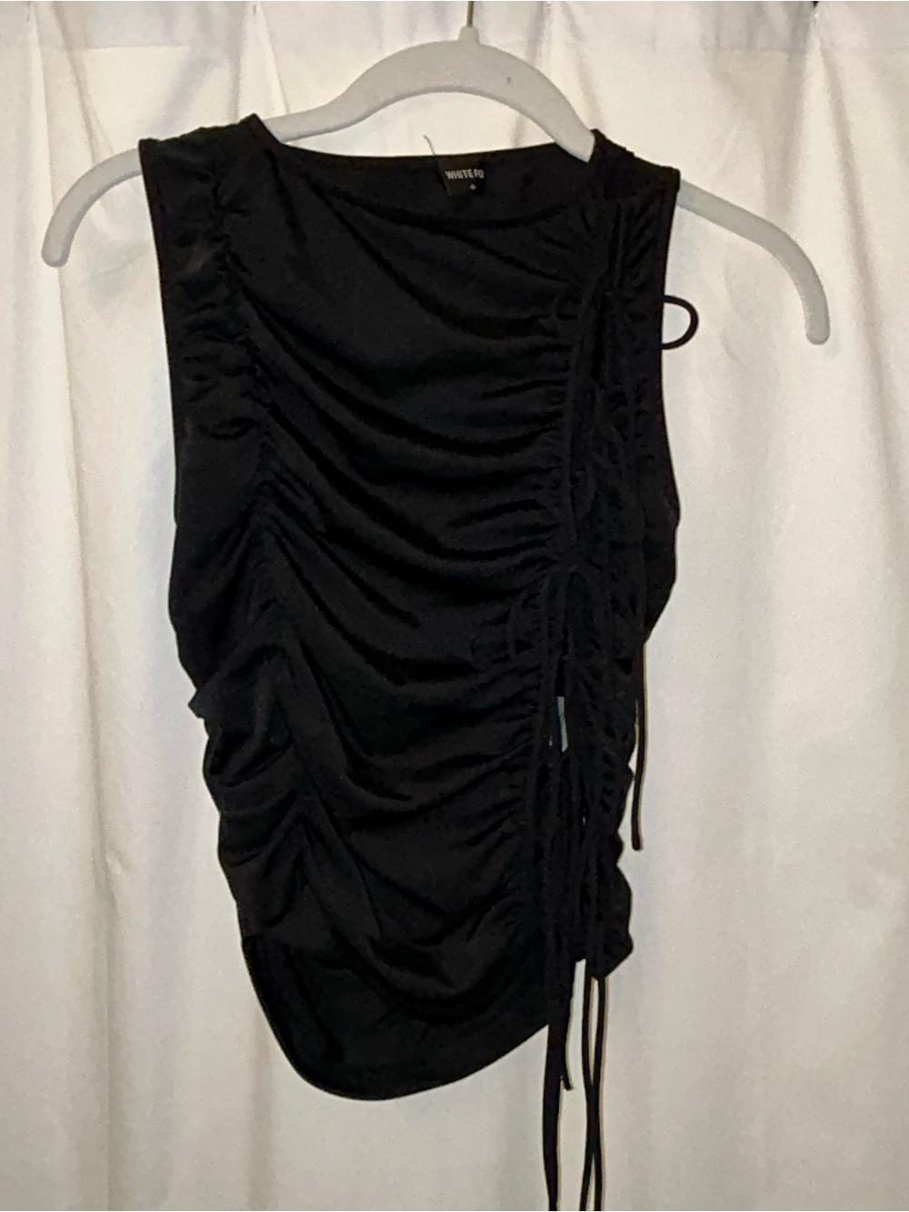 White Fox Black Ruched Tie-Detail Top - Picture 4 of 6